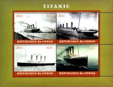 Congo 2018 Titanic Historical Ship 4v Mint Souvenir Sheet S/S.