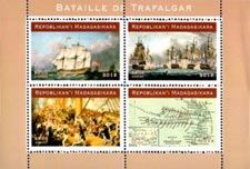 Madagascar 2019 Battle of Trafalgar Ships and Boats Map 4v Mint Souvenir Sheet S/S.