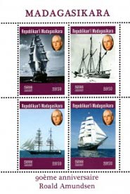 Madagascar 2019 Roald Amundsen Exploration Ships and Boats 4v Mint Souvenir Sheet S/S.