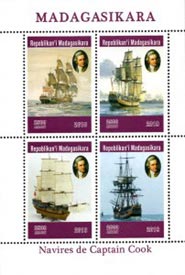 Madagascar 2019 Captain James Cook Sailing Ships 4v Mint Souvenir Sheet S/S.