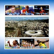 Central Africa 2015 Rio Olympics, Usain Bolt Mo Farah 6v Mint Souvenir Sheet S/S.